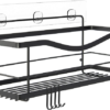 KINCMAX Shower Caddy Basket Shelf with Hooks, Caddy Organizer Basket Steel