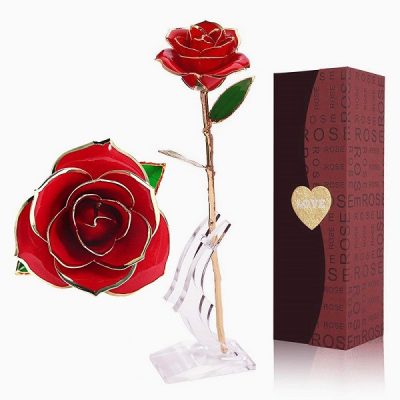 LOVLO Gold Dipped Rose 24k Red Gold Plated Rose