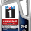Mobil 1 High Mileage Full Synthetic Motor Oil 5W-30, 5 Quart