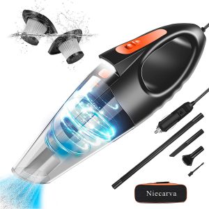 Niecarva Car Vacuum, Portable Vacuum Cleaner with 7500PA/150W/12V High Power, Handheld Vacuum Cleaner for Car with LED Light 16.4 Ft Cord, Car Cleaning Kit for Men Women