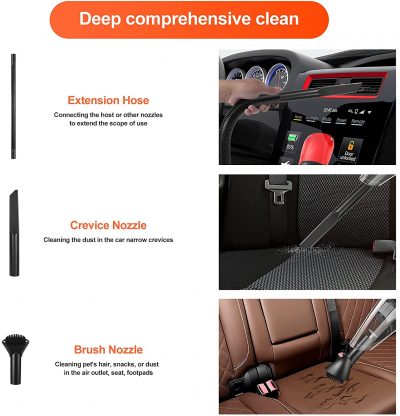 Niecarva Car Vacuum Portable Vacuum Cleaner with 7500PA/150W/12V High Power Car Cleaning Kit for Men Women Handheld Vacuum Cleaner for Car with LED Light 16.4 Ft Cord 