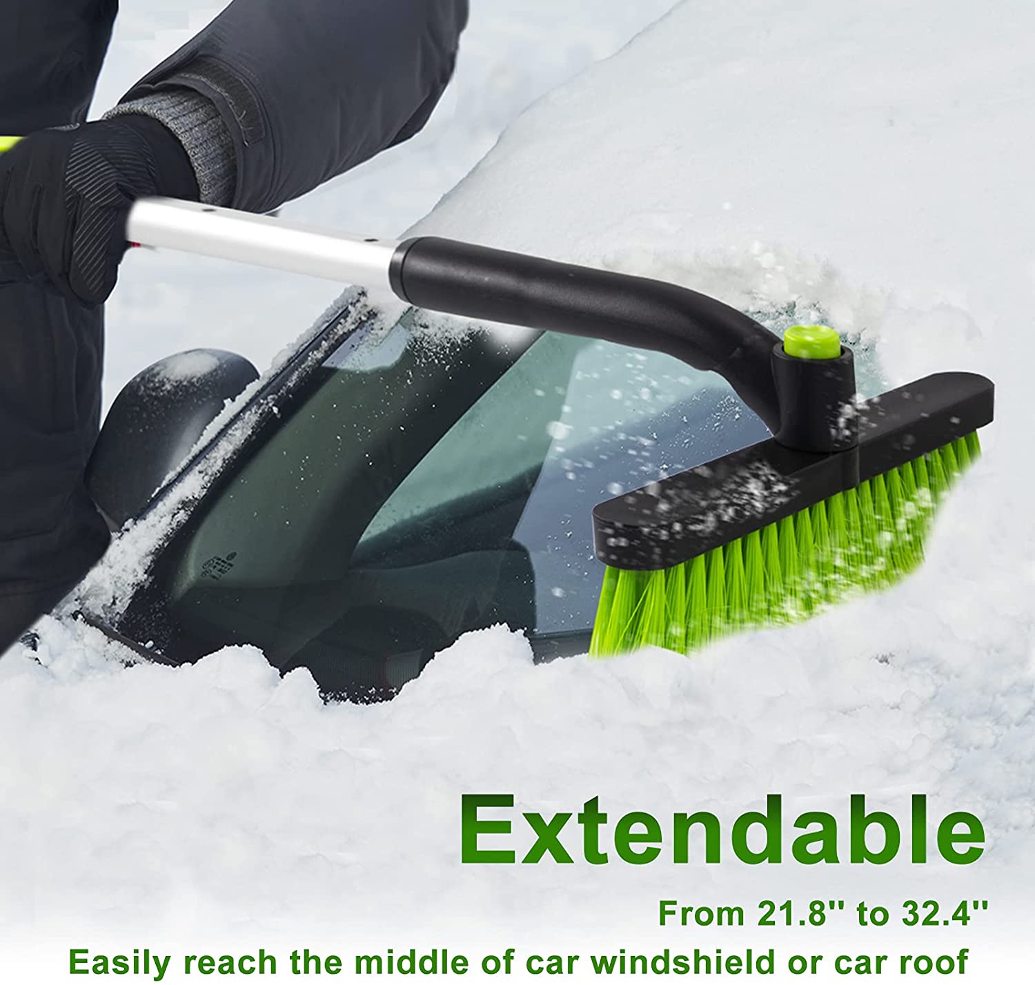 SEAAES Ice Scraper with Snow Brush for Car Windshield, Extendable