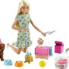 Barbie Doll (11.5-inch Blonde) and Puppy Party Playset