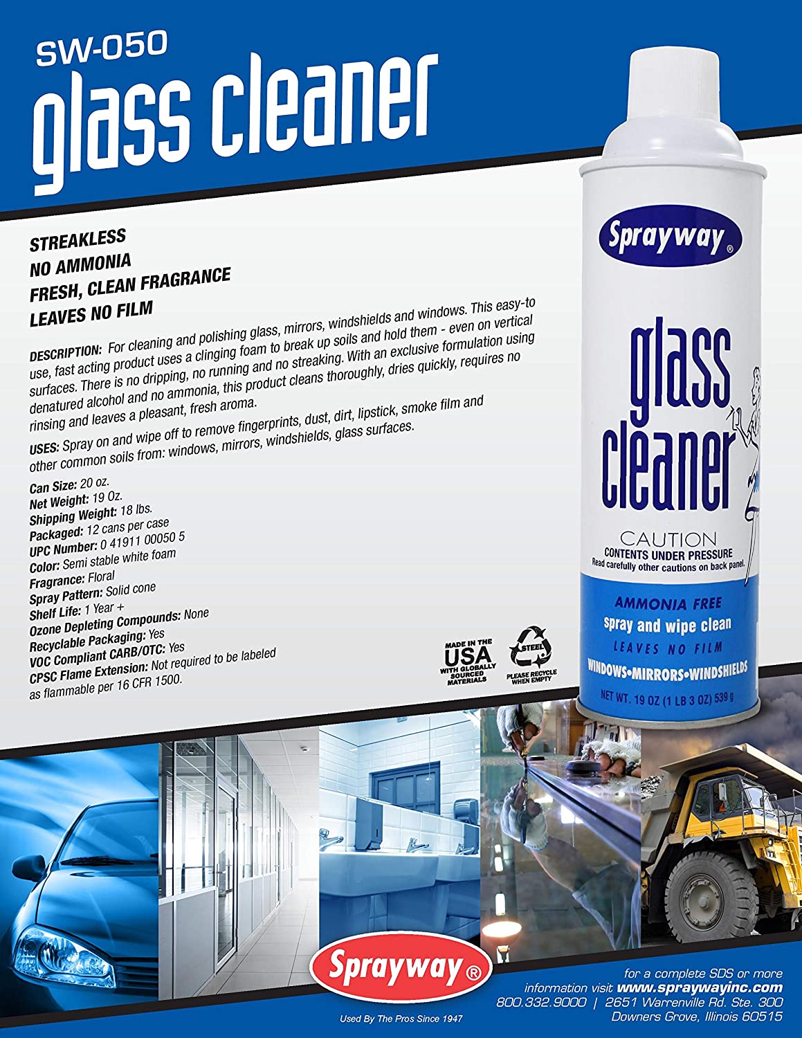Sprayway Inc. Glass Cleaner: For Cleaning & Polishing Glass