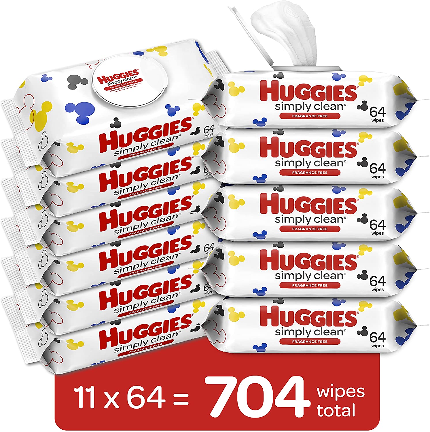 Huggies Simply Clean Unscented Baby Wipes, 1 Flip Top Pack (64 Wipes Total), Diapers & Wipes