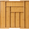 Bamboo Expandable Drawer Organizer for Utensils Holder, Adjustable Cutlery Tray