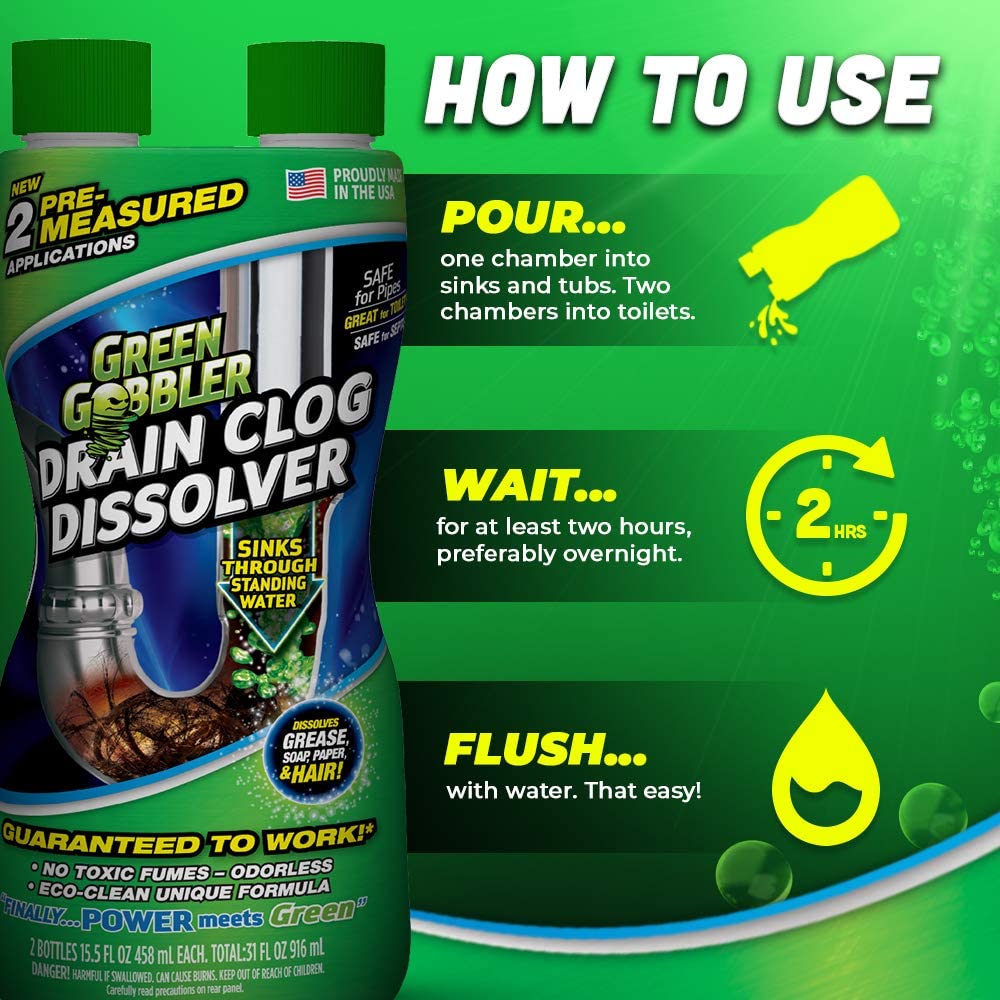 Green Gobbler Liquid Hair & Grease Clog Drain Opener