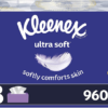 Kleenex Ultra Soft Facial Tissues, 8 Flat Boxes, 120 Tissues per Box