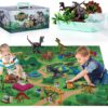 TEMI Dinosaur Toy Figure w/ Activity Play Mat & Trees