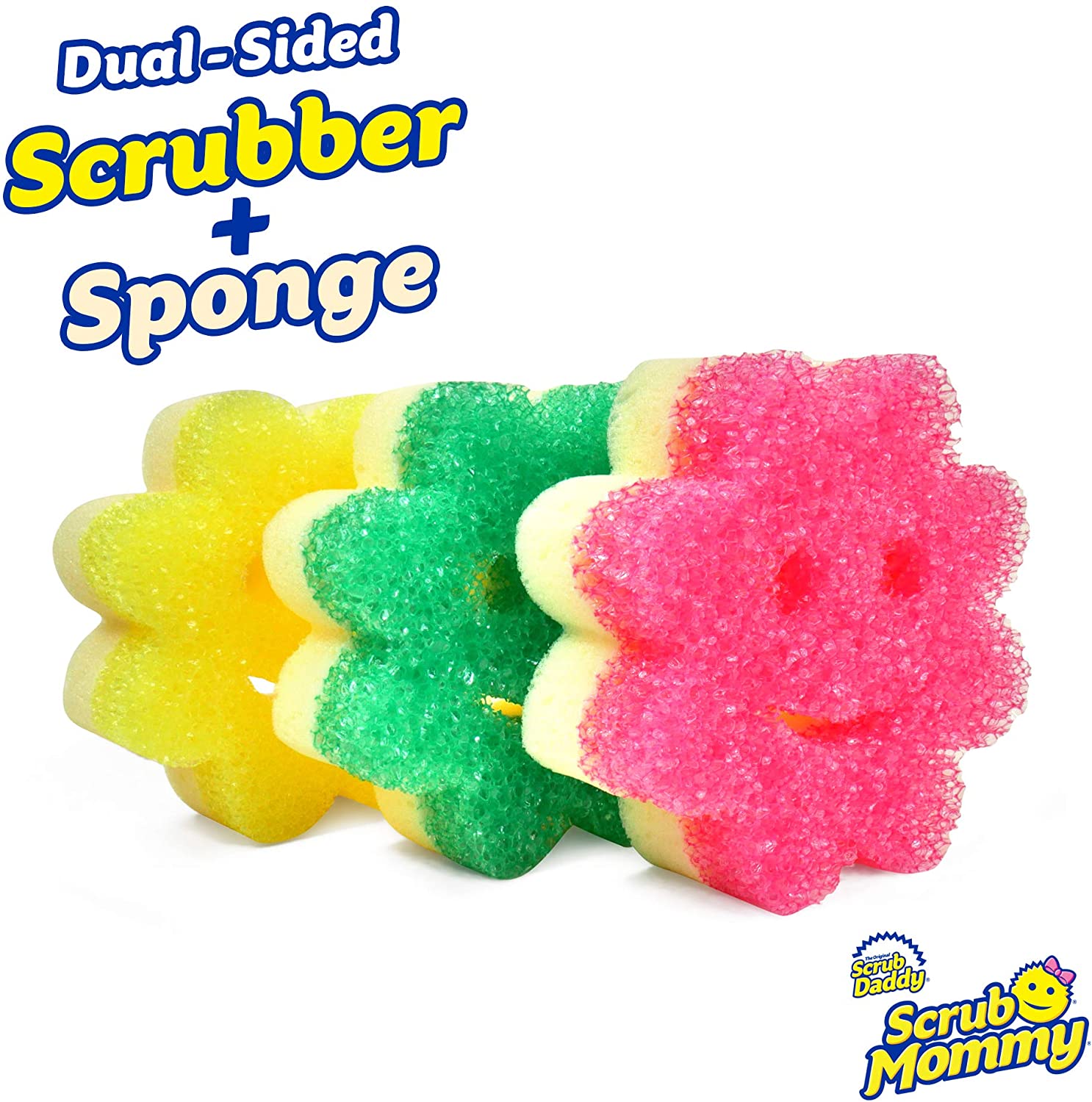 Scrub Daddy Sponge Set - Scrub Mommy Power Flower Dual, Multi-Surface 3 ct