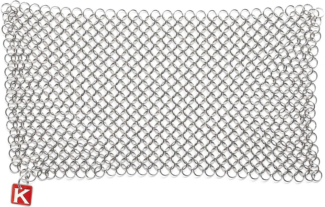 CM Scrubber CM SCRUBBER Knapp Made 6 Small Ring Chainmail Scrubber - for Cast  Iron, Stainless Steel, Hard Anodized Cookware - Cast Iron