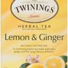 Twinings of London Lemon And Ginger Herbal Tea Bags, 20 Count, Pack of 6