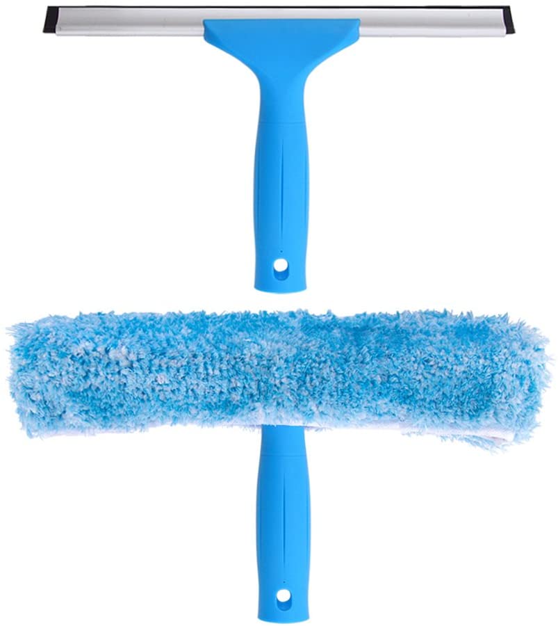 Window Cleaning Squeegee & Microfiber Scrubber