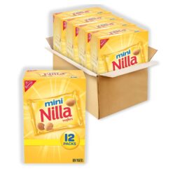 Nilla Wafers Mini Cookies 4 Boxes of 12 Snack Packs Total, Vanilla, 48 Oz