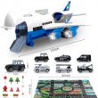 SLENPET Large Airplane Toy with 6 Police Cars Set,