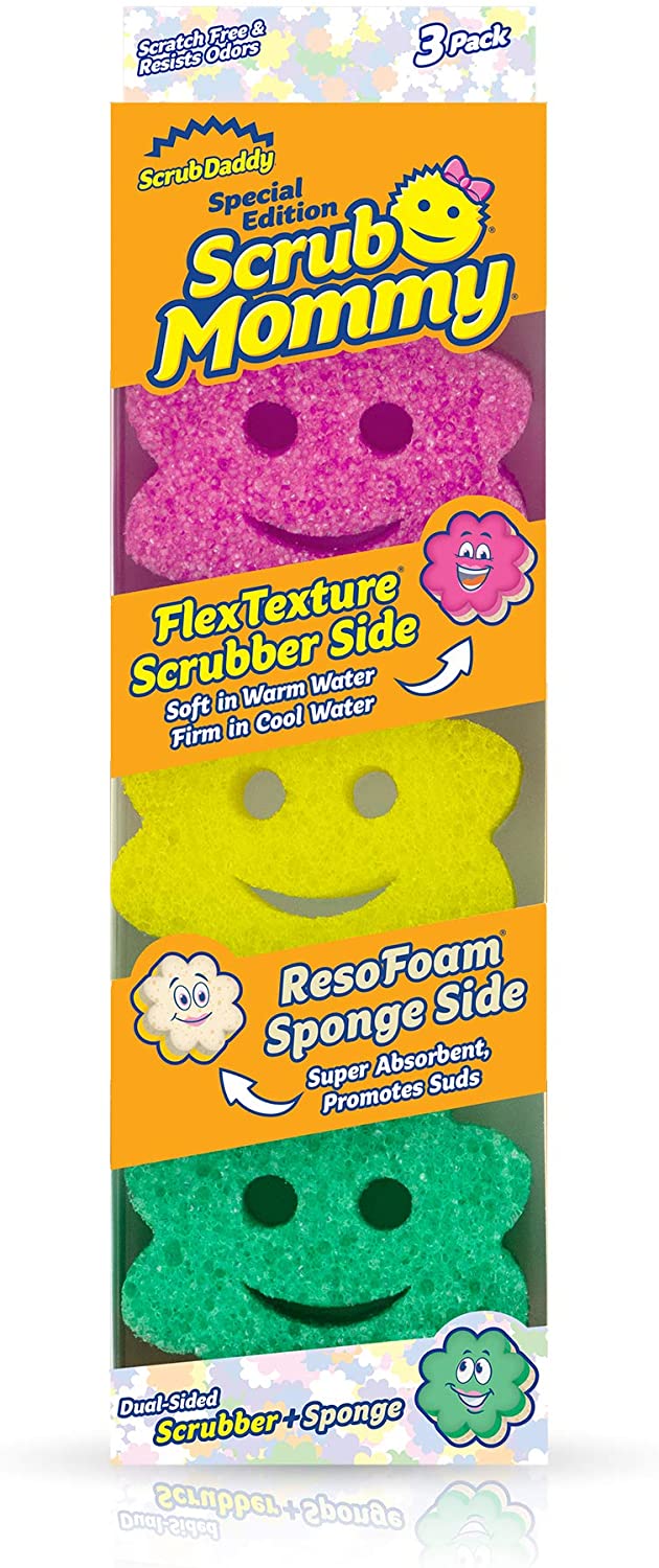Scrub Daddy, Scrub Mommy - Dual Sided Sponge & Scrubber, Soft in Warm  Water, Firm in Cold, FlexTexture, Deep Cleaning, Dishwasher Safe,  Multipurpose