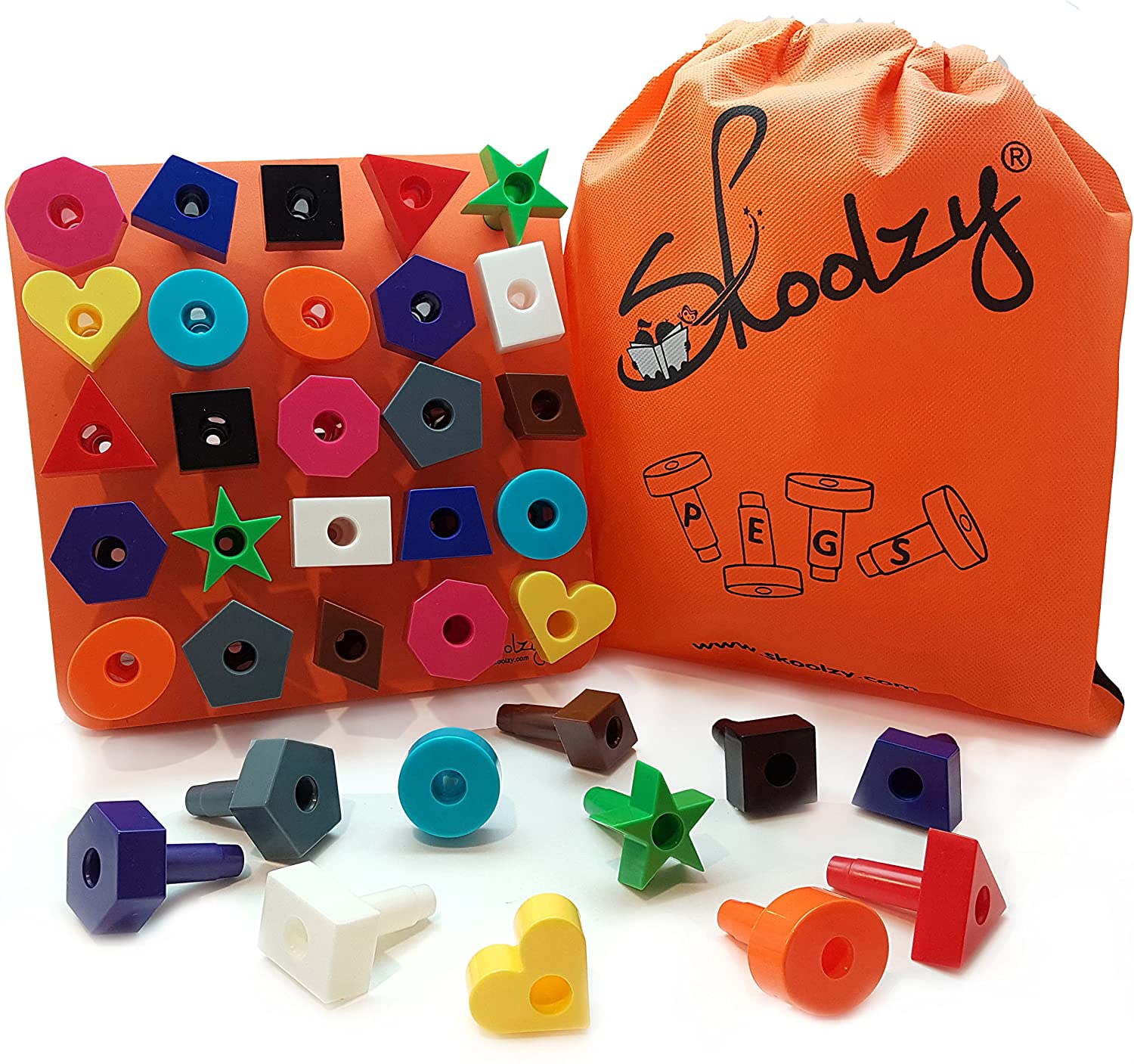 Skoolzy Peg Board Toddler Stacking Toys - Plastic Peg Board Toddler Toys
