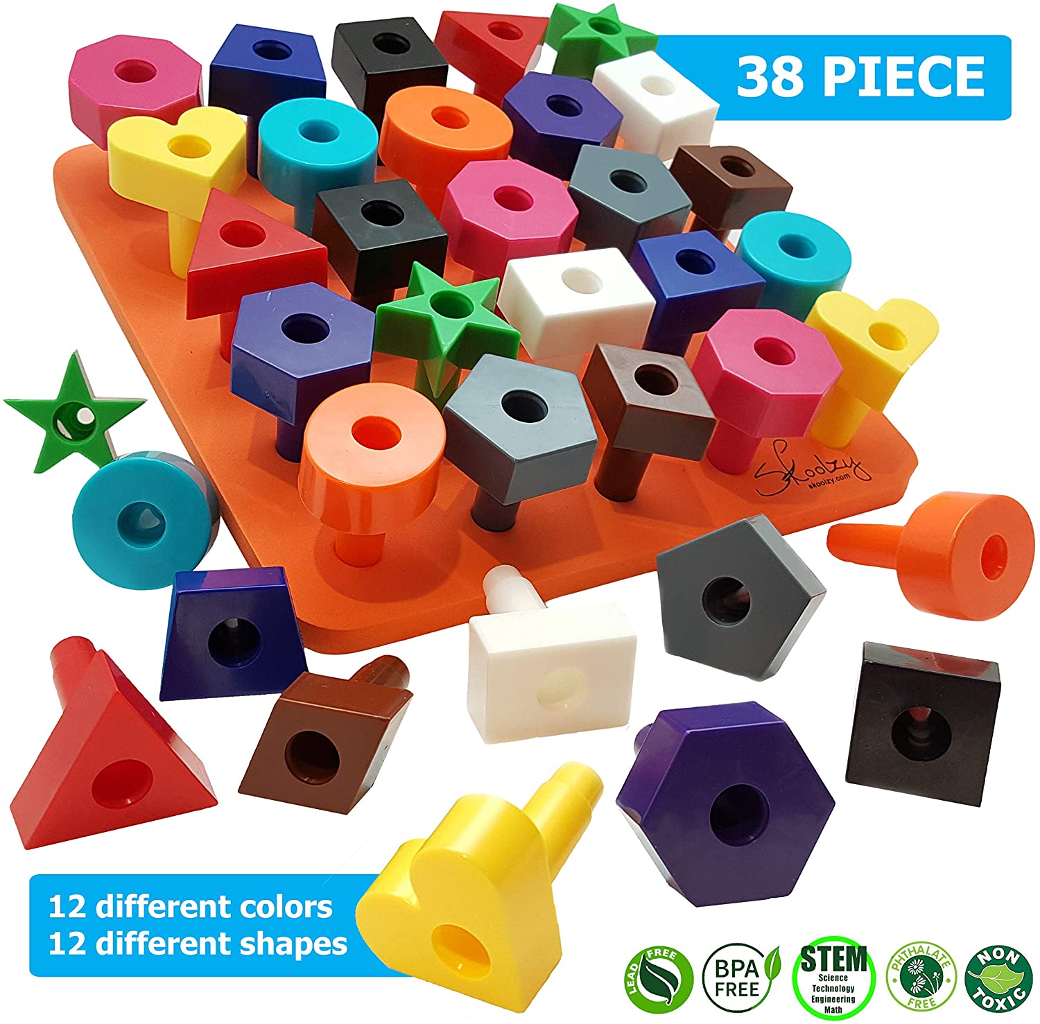 Basic Shapes and Colors Toddler Pegboard Set with Activity eBook.