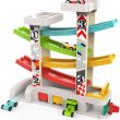 TOP BRIGHT Car Ramp Toy with 4 Wooden Cars and 3 Car Garage