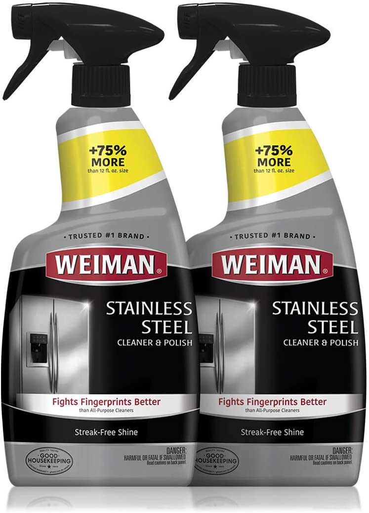 Weiman Stainless Steel Cleaner and Polish, 12 Oz (2 Pack) - Removes  Residue, Grease, and Water Marks from Appliances