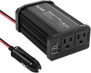 300W Power Inverter Car DC 12V to 110V AC Converter 4.8A Dual USB Charging Ports Car Charger Adapter (Black)