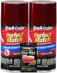 Dupli-Color Dark Toreador Red Exact-Match Automotive Paint for Ford Vehicles - 8 oz, Bundles with Prep Wipe (3 Items)