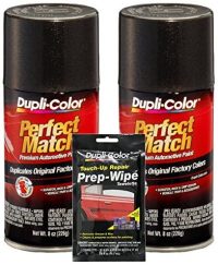 Dupli-Color Universal Black Metallic Exact-Match Automotive Paint (8 oz) Bundle with Prep Wipe Towelette (3 Items)