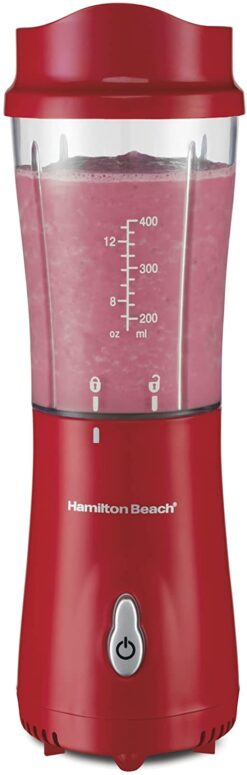 Hamilton Beach Personal Smoothie Blender With 14 Oz Travel Cup And Lid, Blue 51132 - Red