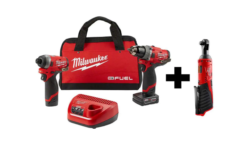 Milwaukee 2598-22-2457-20 M12 FUEL 12-Volt Li-Ion Brushless Cordless Hammer Drill and Impact Driver Combo Kit (2-Tool)w/ M12 3/8 in. Ratchet
