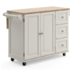 HOMESTYLES Dolly Madison White Kitchen Cart with Natural Wood Top