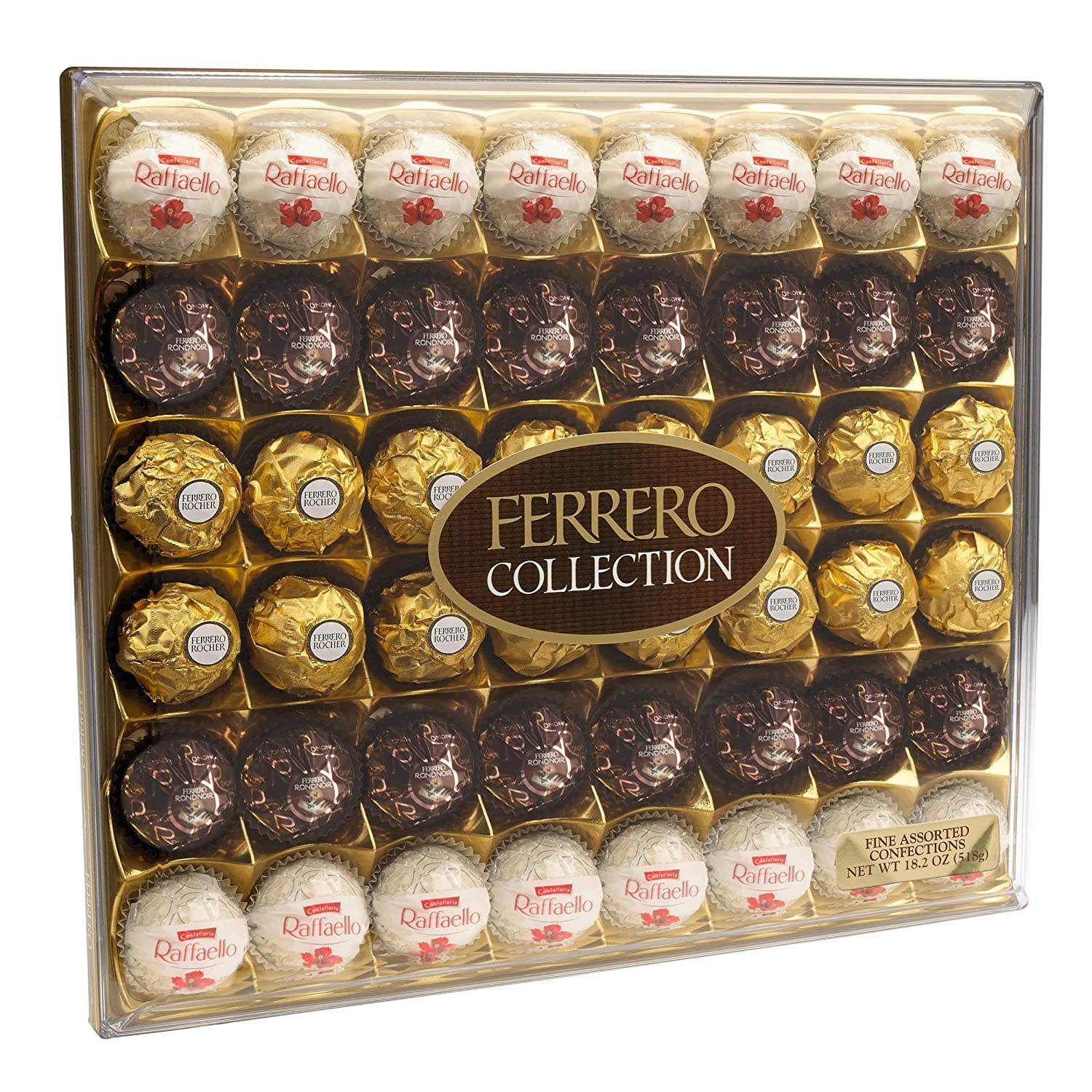 Ferrero: Assorted chocolates - ferrero rocher, ferrero garden coco, ferrero  rondnoir (close up)