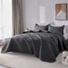 CozyLux Summer Quilt Sets Twin Size Dark Grey 2 Pieces