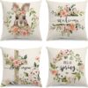 Glaring Easter Decorations Pillow Covers 18x18 Set of 4 for Bunny Rabbit