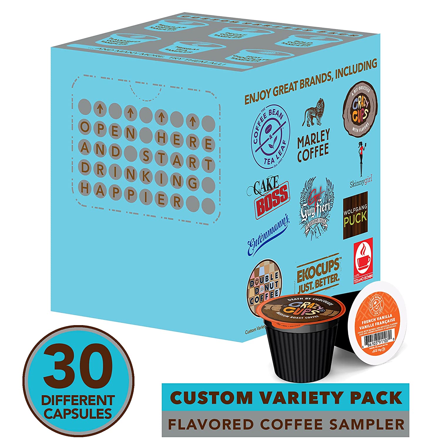 Crazy Cups, Flavored Coffee Single Serve Cups Variety Pack Sampler, 30 Ct 