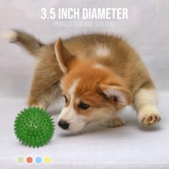 Dipperdap 4-Pack Squeaky Dog Toys 3.5” Spikey Dog Balls;