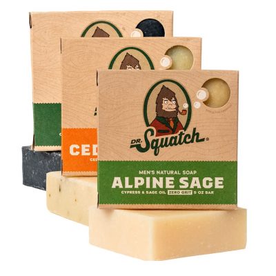 Dr. Squatch All Natural Bar Soap for Men, 3 Bar Variety Pack, Pine Tar