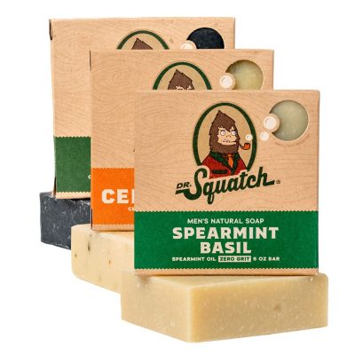 Dr. Squatch All Natural Bar Soap for Men, 3 Bar Variety Pack, Pine Tar, Cedar Citrus and Spearmint Basil
