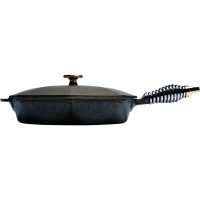 FINEX Cast Iron Collection 12 in. Cast Iron Skillet in Black with Lid,
