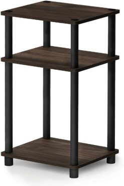 Furinno Just 3-Tier Turn-N-Tube End Table, Columbia Walnut