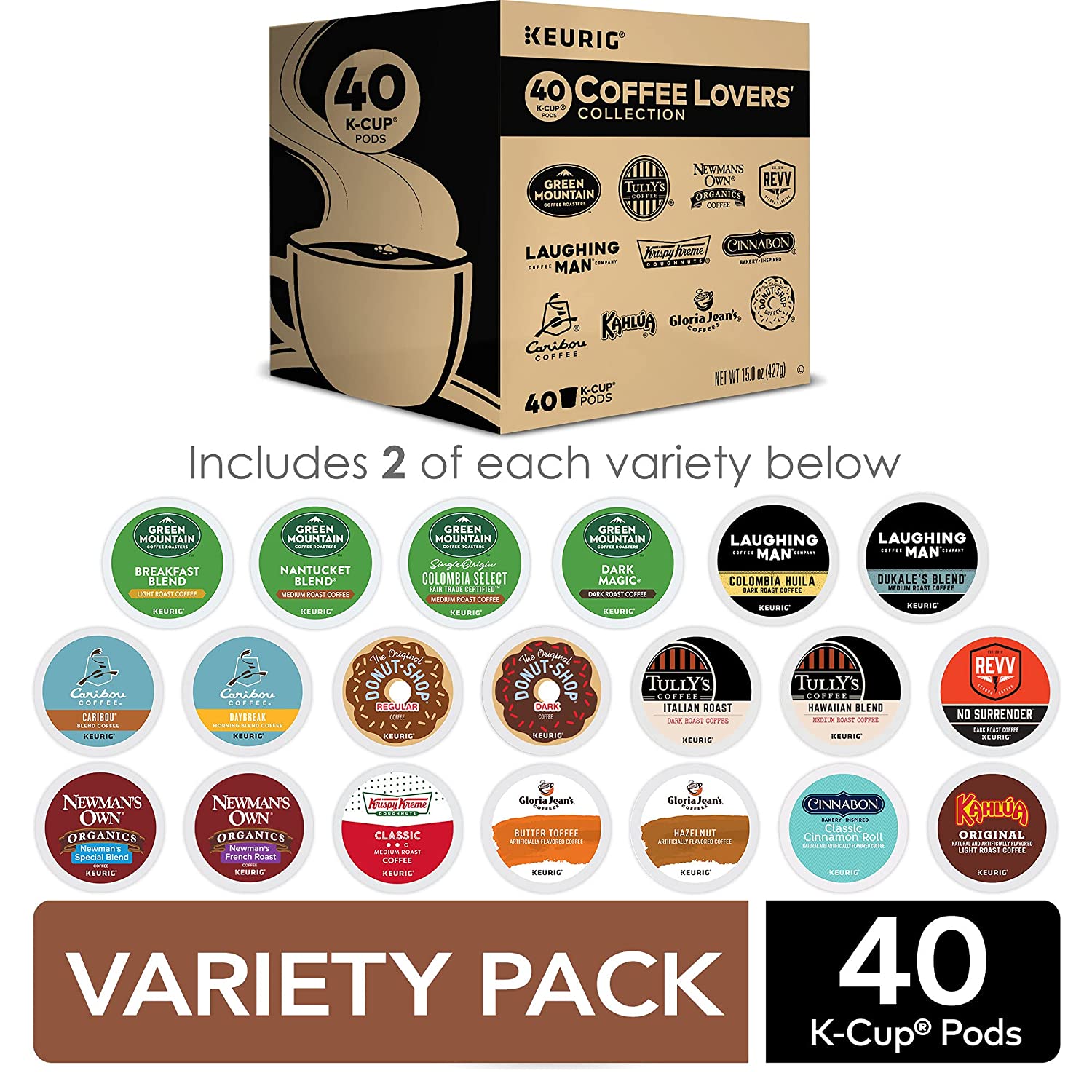 Keurig K-Mini Coffee Maker, Black with Coffee Lovers' 40 Count Variety Pack  Coffee Pods