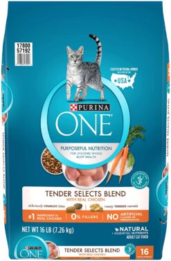 Purina ONE Tender Selects Blend Adult Dry Cat Food, 16lb