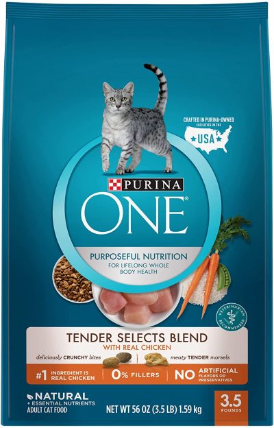 Purina ONE Tender Selects Blend Adult Dry Cat Food, salmon 3.5lbs
