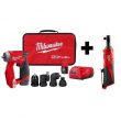 Milwaukee 2505-22-2457-20 M12 FUEL 12-Volt Lithium-Ion Brushless Cordless 4-in-1 Installation 3/8 in. Drill Driver Kit W/ M12 3/8 in. Ratchet