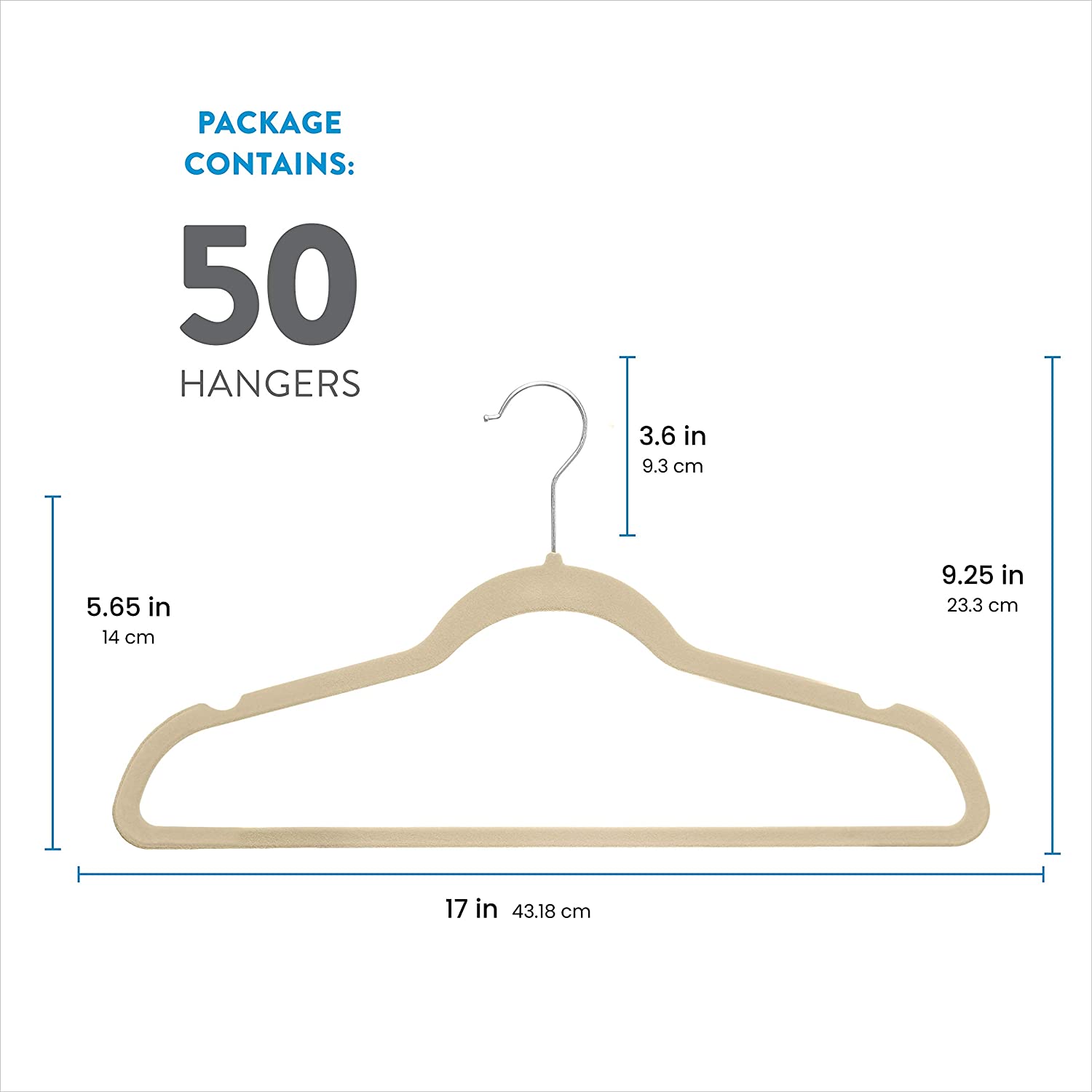 Clothes Hangers, Ivory Velvet Hangers, Slim Clothes Hanger 10 - 50 - 100  Pack