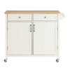 Bainport Ivory Kitchen Cart with Butcher Block Top