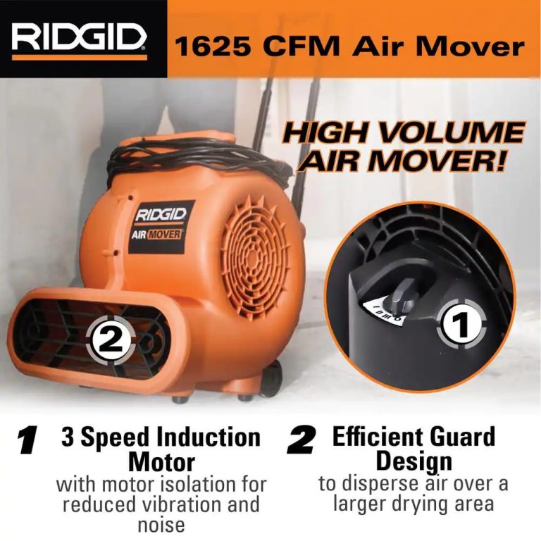 RIDGID AM2560 1625 CFM Blower Fan Air Mover with Handle and Wheels