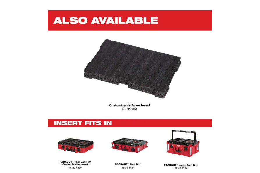 Milwaukee 48-22-8450 PACKOUT 16 in. Portable Modular Tool-Box Case with  Customizable Insert