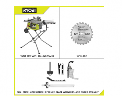 RYOBI RTS In Expanded Capacity Table Saw With Rolling Stand Bigbigmart Com