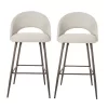 Glitzhome Pale Grey Fabic/Leatherette Bar Stool with Tapered Metal Legs (Set of 2)