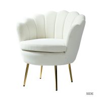 JAYDEN CREATION Fidelia Golden Legs Ivory Accent Barrel Arm Chair with Tufted Back